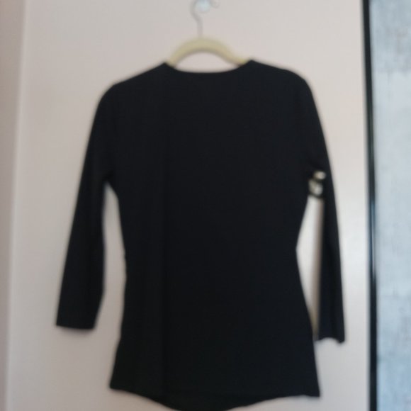 Classic Black - Crossover Front Blouse by Emerson Rose - Picture 2 of 5